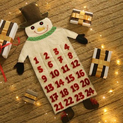 Alternate image for Handcrafted Snowman-Themed Wool Felt Advent Calendar Happy Snowman