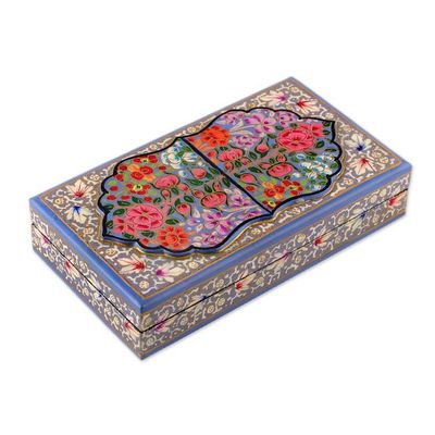 Alternate image for Nature Themed Hand-Painted Papier Mache Wood Decorative Box Blue Kashmir Treasures