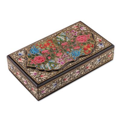 Alternate image for Papier Mache Wood Decorative Box Hand-Painted in India Black Kashmir Treasures