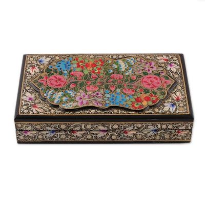 Alternate image for Papier Mache Wood Decorative Box Hand-Painted in India Black Kashmir Treasures
