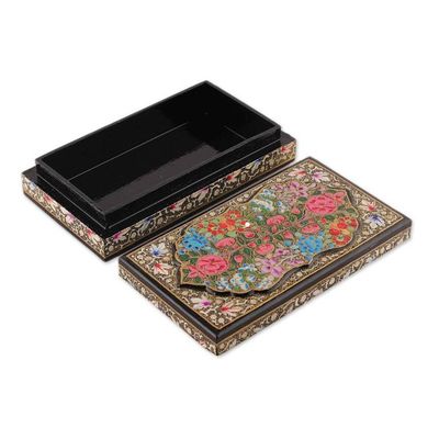 Alternate image for Papier Mache Wood Decorative Box Hand-Painted in India Black Kashmir Treasures