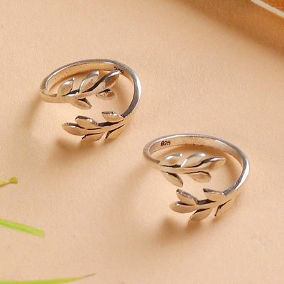 Alternate image for 2 Vine-Themed Sterling Silver Wrap Toe Rings from India Intricate Vines