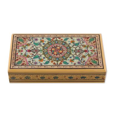 Alternate image for Jungle-Themed Green and Yellow Papier Mache Decorative Box Jungle Influence