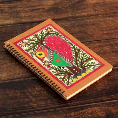 Alternate image for Handmade Madhubani Painting Journal Bihar Lovebird