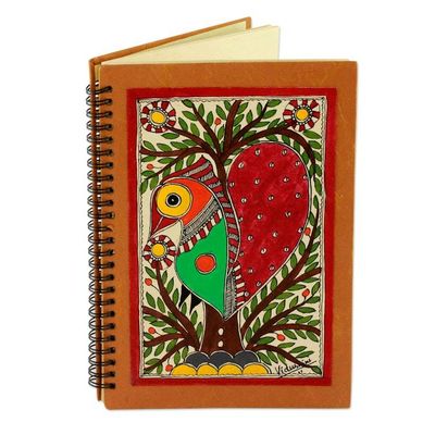 Alternate image for Handmade Madhubani Painting Journal Bihar Lovebird