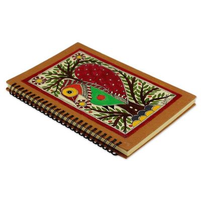 Alternate image for Handmade Madhubani Painting Journal Bihar Lovebird