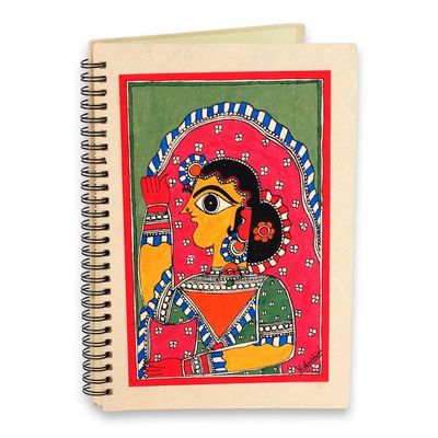 Alternate image for Signed Handpainted Madhubani Style Blank Journal New Bride