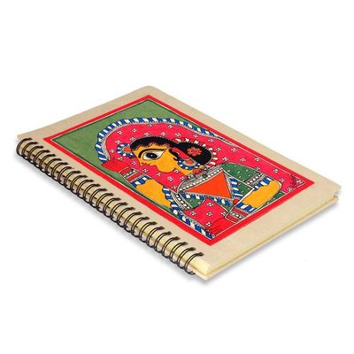 Alternate image for Signed Handpainted Madhubani Style Blank Journal New Bride