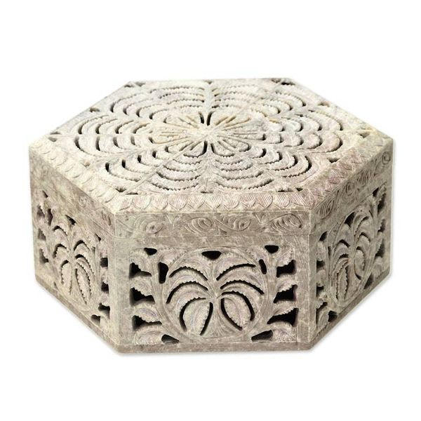 Alternate image for Hand Carved Soapstone Jewelry Box Wings