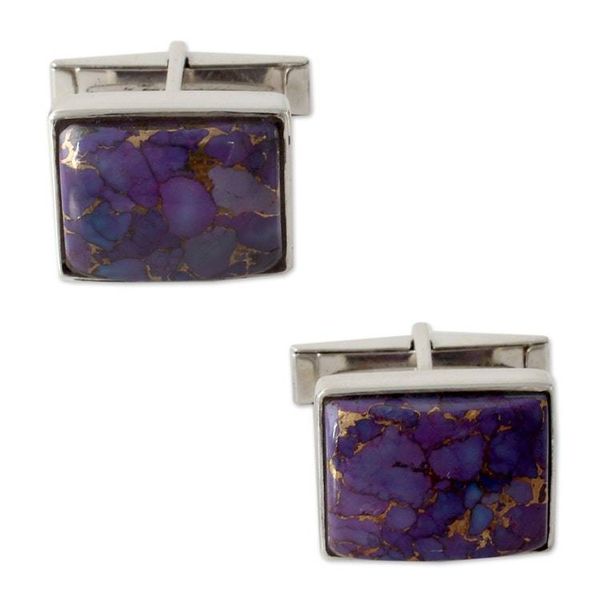 Alternate image for Sterling Silver Cufflinks with Purple Stones Bold Charisma