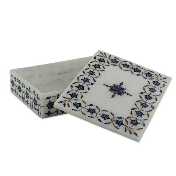 Alternate image for Handcrafted Marble Inlay Jewelry Box Nautical Stars
