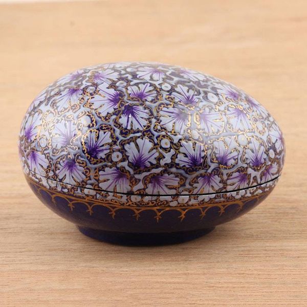Alternate image for India Handmade Purple Leaf Papier Mache Box 4.5 inch Purple Chinar Foliage