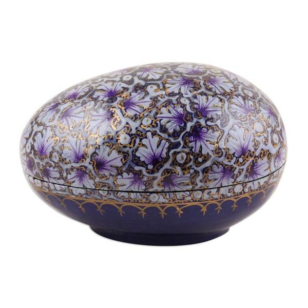 Alternate image for India Handmade Purple Leaf Papier Mache Box 4.5 inch Purple Chinar Foliage