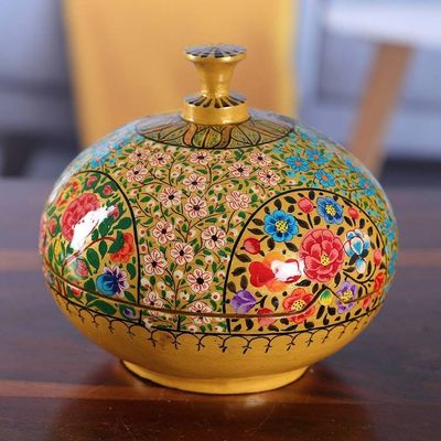 Alternate image for Spring-Themed Polished Yellow Papier Mache Decorative Box The Ancient Spring