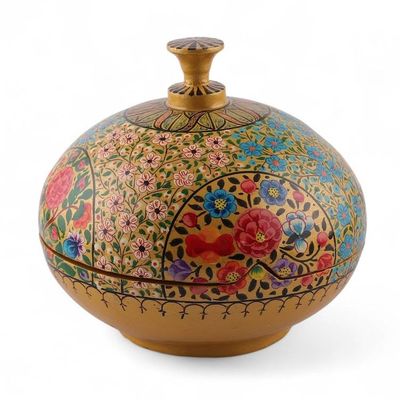 Alternate image for Spring-Themed Polished Yellow Papier Mache Decorative Box The Ancient Spring