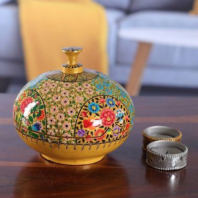 Alternate image for Spring-Themed Polished Yellow Papier Mache Decorative Box The Ancient Spring
