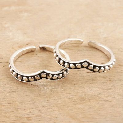 Alternate image for Hand Crafted Sterling Silver Toe Rings Pair Silver Lady