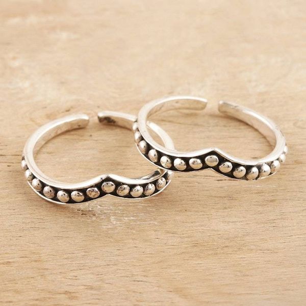 Alternate image for Hand Crafted Sterling Silver Toe Rings Pair Silver Lady