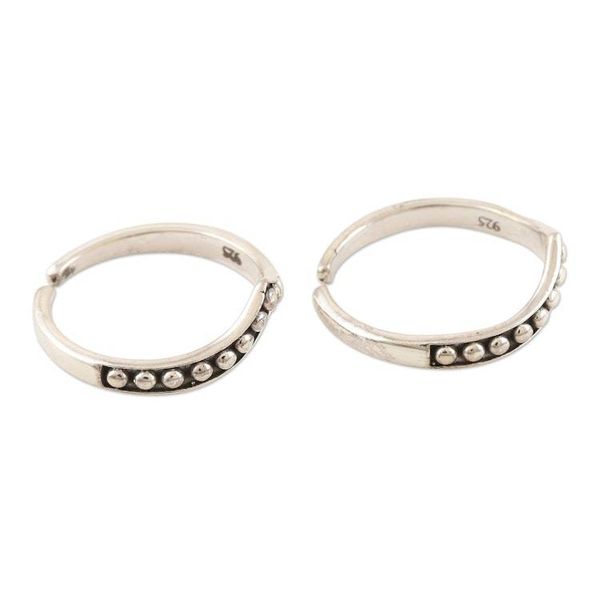 Alternate image for Hand Crafted Sterling Silver Toe Rings Pair Silver Lady