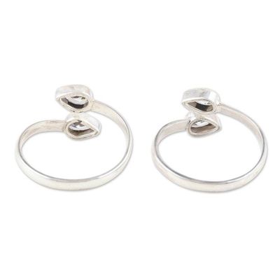 Alternate image for Sterling Silver Toe Rings with Cubic Zirconia Stones Pair Luminous Nature