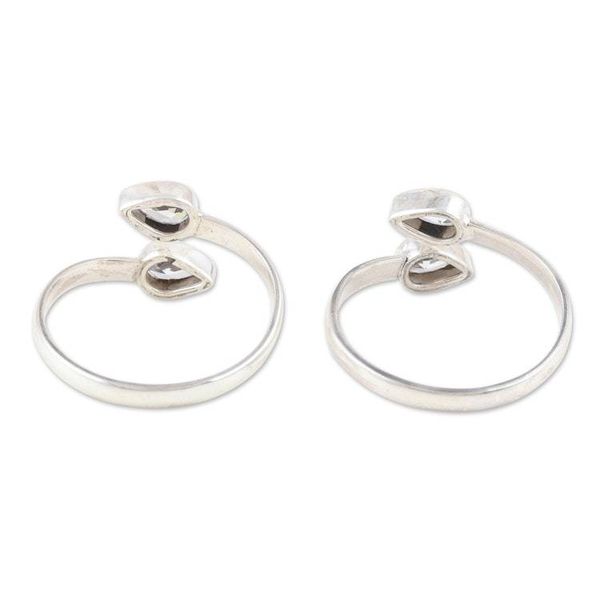 Alternate image for Sterling Silver Toe Rings with Cubic Zirconia Stones Pair Luminous Nature