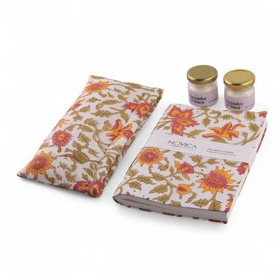 Alternate image for Spring-Themed Cotton Journal and Handmade Soy Wax Candle Set Primaveral Splendor