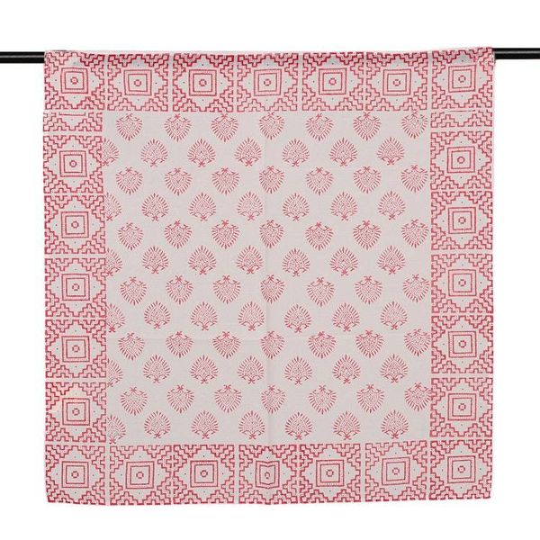 Alternate image for Hand-Block Printed Red and White Cotton Bandana Strawberry Splendor