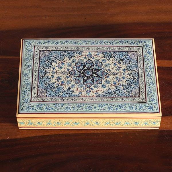 Alternate image for Folk Art Floral Weeping Willow Wood Decorative Box in Blue Nocturnal Petals
