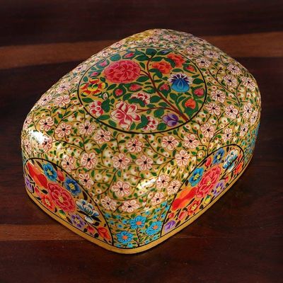 Alternate image for Floral Hand-Painted Papier Mache Decorative Box from India The Prosperous Spring