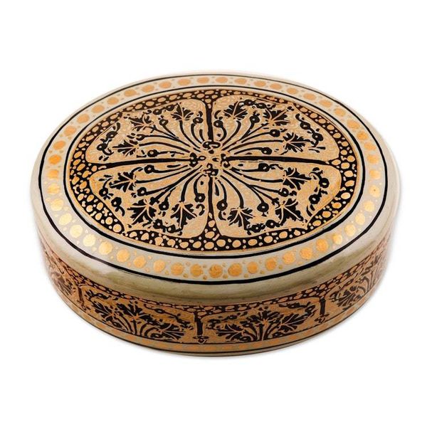 Alternate image for Oval Wood and Papier Mache Decorative Box Srinagar Grandeur