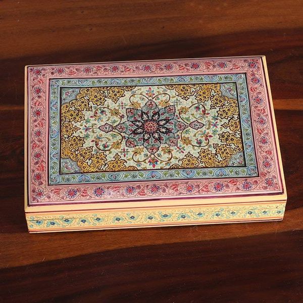 Alternate image for Spring-Themed Polished Hand-Painted Wood Decorative Box Arcadian Garden