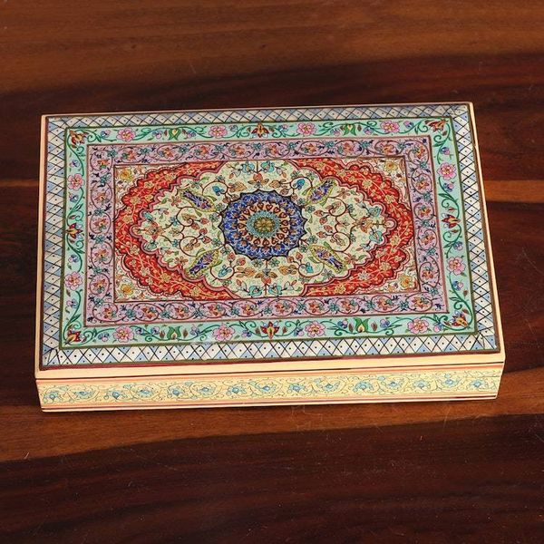 Alternate image for Classic Hand-Painted Wood Decorative Box Crafted in India Persian Dreams