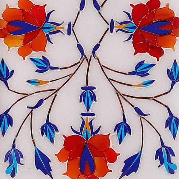 Alternate image for Golden Rose Motif Marble Inlay Decorative Plate from India Golden Roses