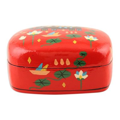 Alternate image for Decorative Papier Mache Elephant-Motif Box Tale of the River