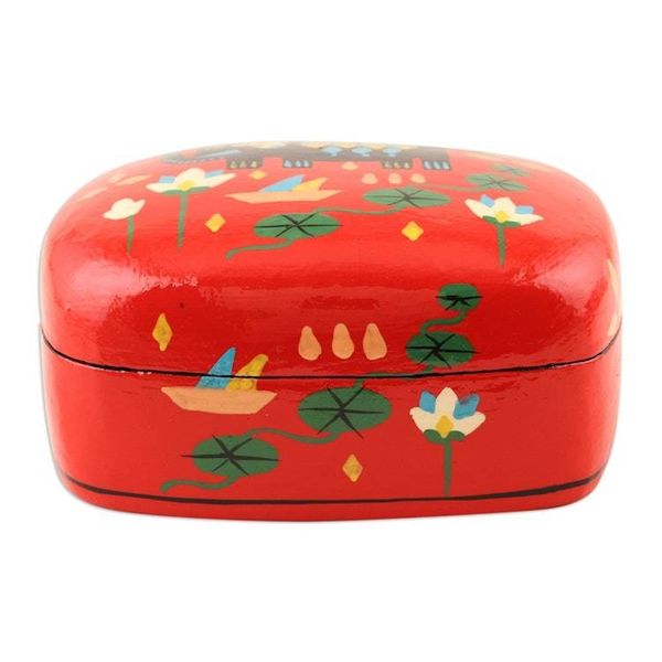 Alternate image for Decorative Papier Mache Elephant-Motif Box Tale of the River