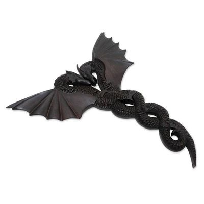 Alternate image for Suar Wood Dragon Relief Panel Entwined