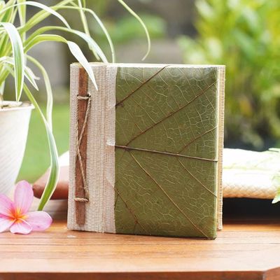 Alternate image for Hand-Crafted Eco-Friendly Natural Fiber Leaf-Themed Journal Wisdom