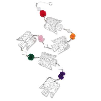 Alternate image for Handcrafted Embossed Angel Garland with Pompoms Heavenly Sparkles