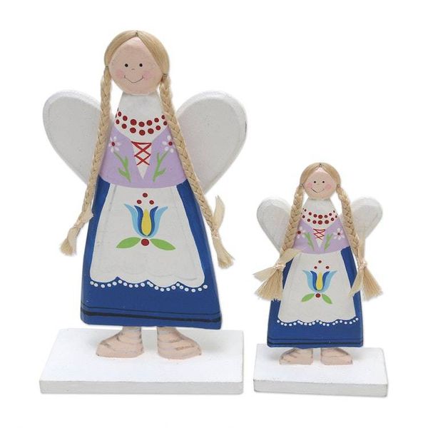 Alternate image for Hand Crafted Angel-Themed Christmas Decor Pair Floral Angels