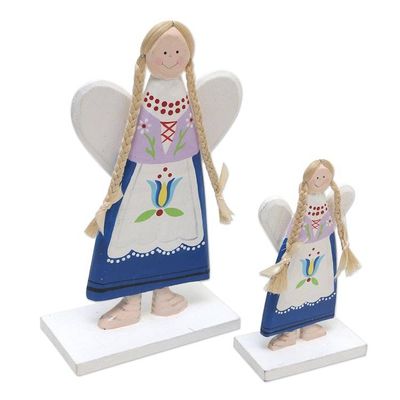 Alternate image for Hand Crafted Angel-Themed Christmas Decor Pair Floral Angels