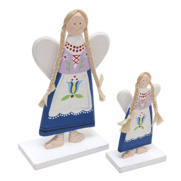 Alternate image for Hand Crafted Angel-Themed Christmas Decor Pair Floral Angels