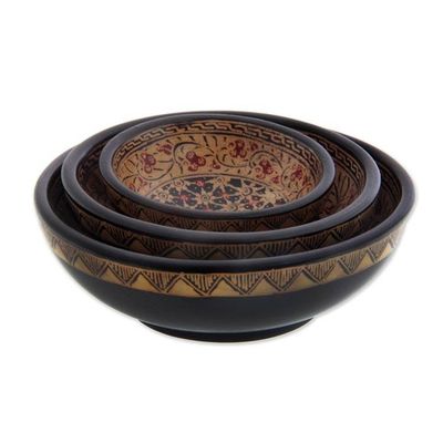 Alternate image for Handmade Indonesian Batik Decorative Bowls Set of 3 Jasmine Bud
