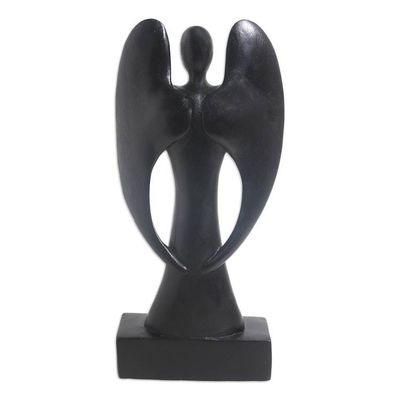 Alternate image for Suar Wood Guardian Angel Sculpture Babys Angel