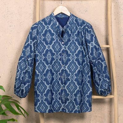 Alternate image for Woven Cotton Button-Up Shirt Jacket from Java Brocade Flowers