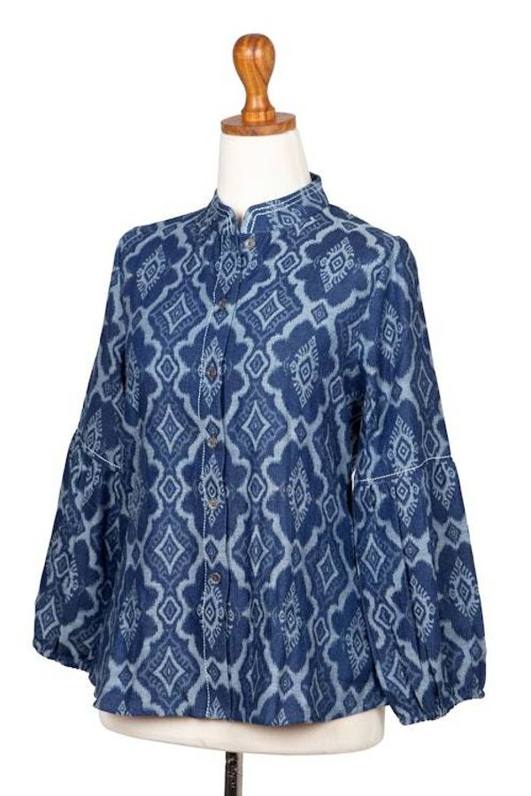 Alternate image for Woven Cotton Button-Up Shirt Jacket from Java Brocade Flowers