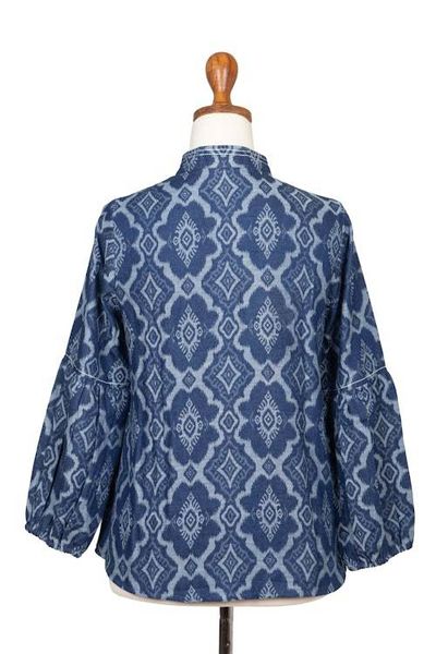 Alternate image for Woven Cotton Button-Up Shirt Jacket from Java Brocade Flowers