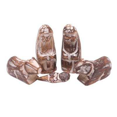 Alternate image for Rustic Hand Carved Nativity Scene 6 Pieces Nativity in the Tropics