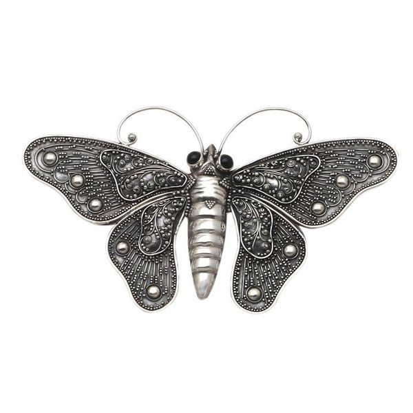Alternate image for Sterling Silver and Onyx Butterfly Brooch Breathtaking Butterfly