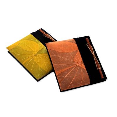 Alternate image for Orange and Yellow Kupu-Kupu Leaf Journals from Bali Pair Orange and Yellow Kupu-Kupu