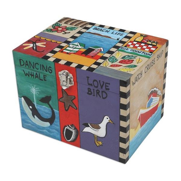 Alternate image for Hand-Painted Wood Decorative with Box Toggle Latch Closure Coastal Life